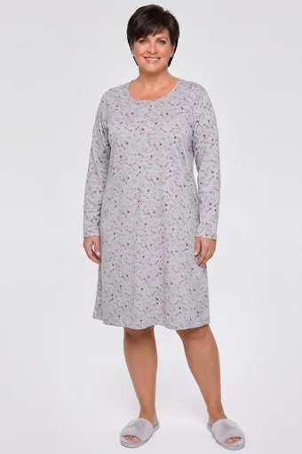 camicia da notte grigia con fiori rosa