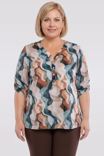 Camicetta beige con motivi verdi