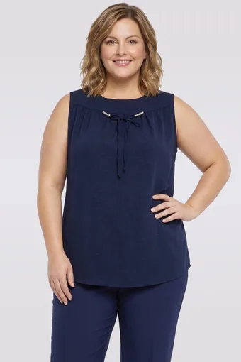 Camicetta blu navy con fiocco