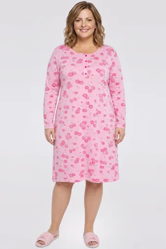 camicia da notte rosa chiaro con fiori rosa