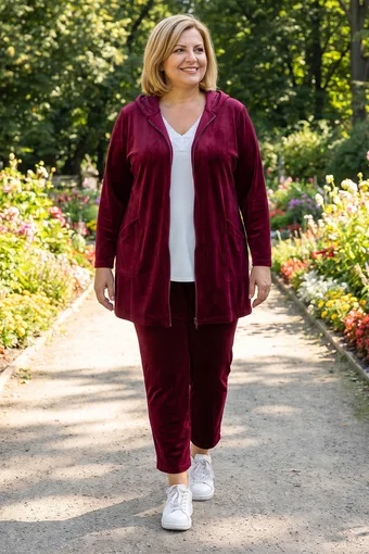 tuta in velluto bordeaux