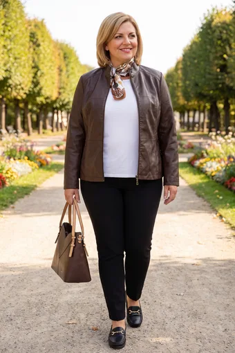 giacca biker marrone in ecopelle