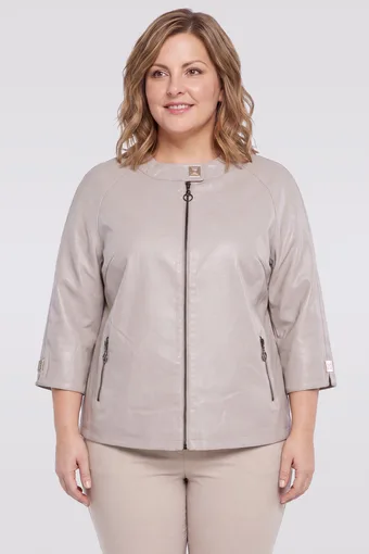 giacca beige con fibbia dorata