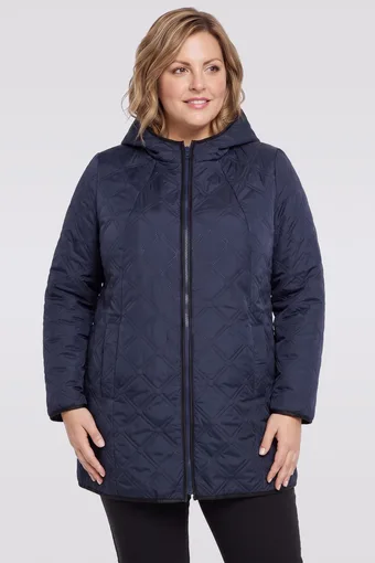 giacca blu navy con trapuntatura decorativa