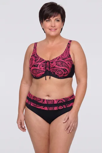 Completo rosa a due pezzi con motivo nero