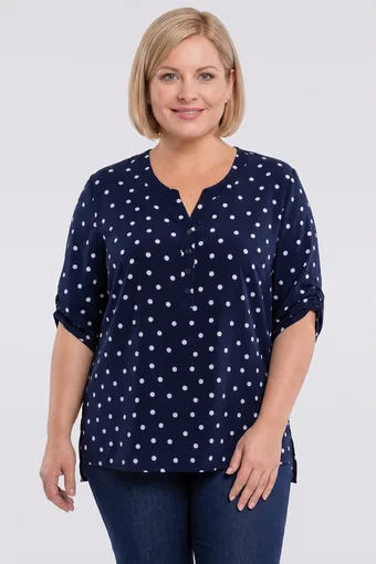 Camicetta blu navy a pois bianchi