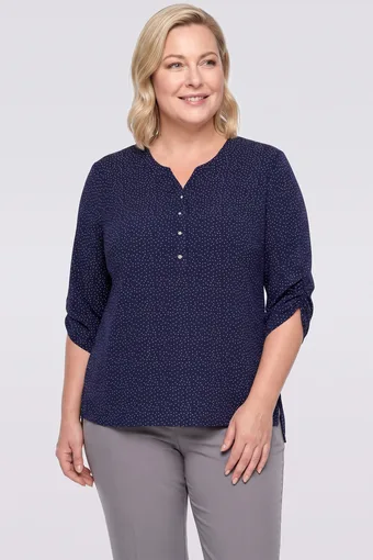Blusa blu navy a pois bianchi