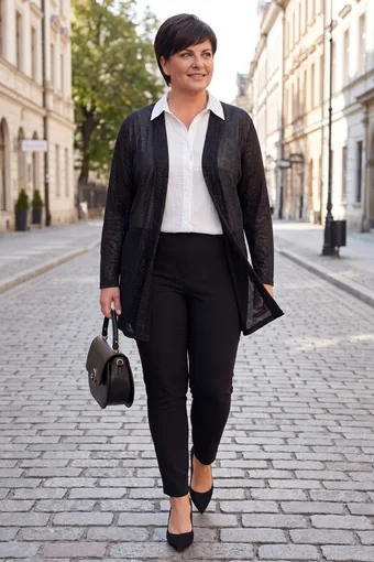 cardigan nero con riflessi argentati