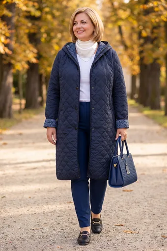 cappotto blu navy con fodera fantasia