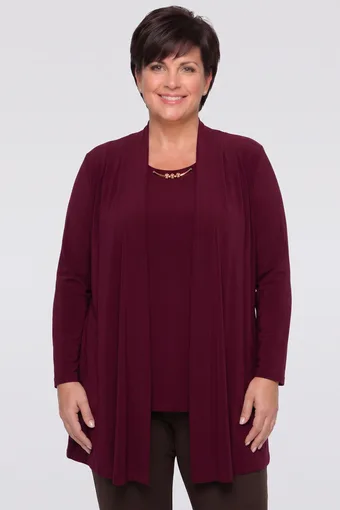 Tunica bordeaux con cardigan