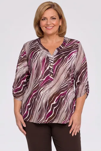 Blusa zebrata rosa e marrone caldo
