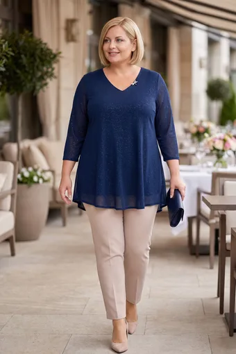 Tunica in broccato blu navy