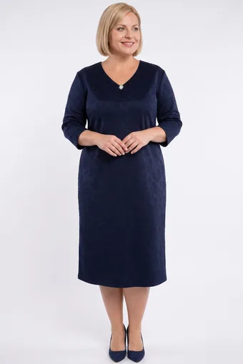 Abito blu navy con fiori in rilievo