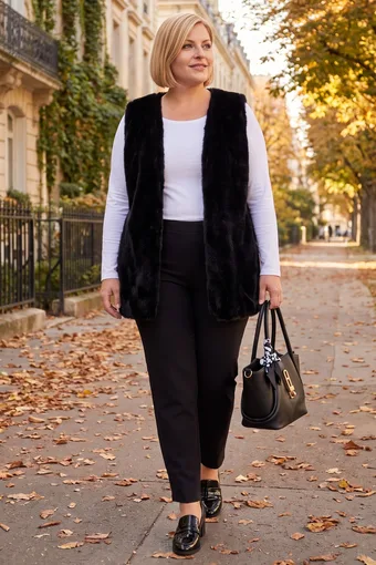 gilet di pelliccia nera