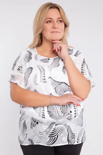 Camicetta bianca con fantasia nera