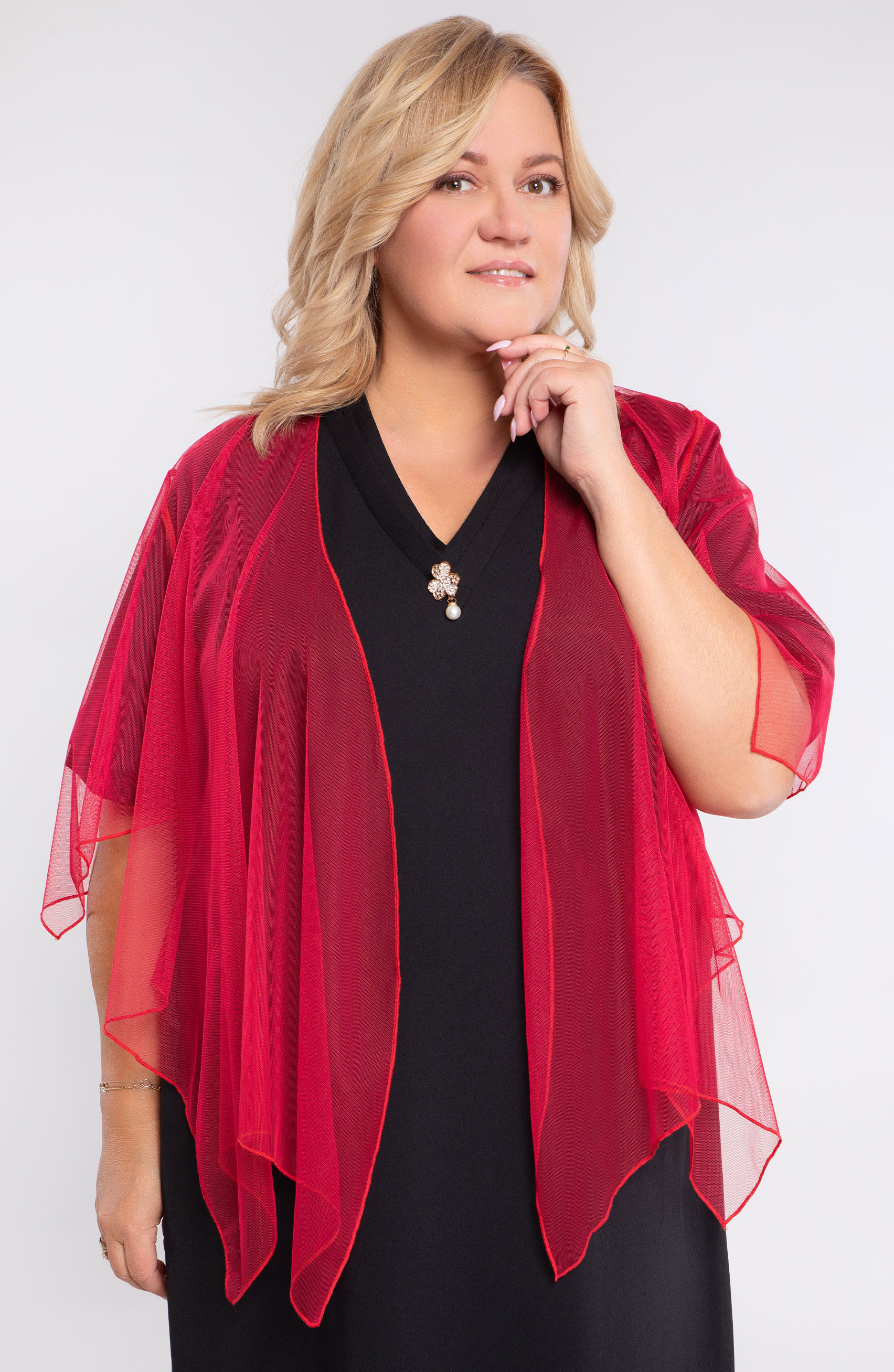 Bolero in chiffon rosso