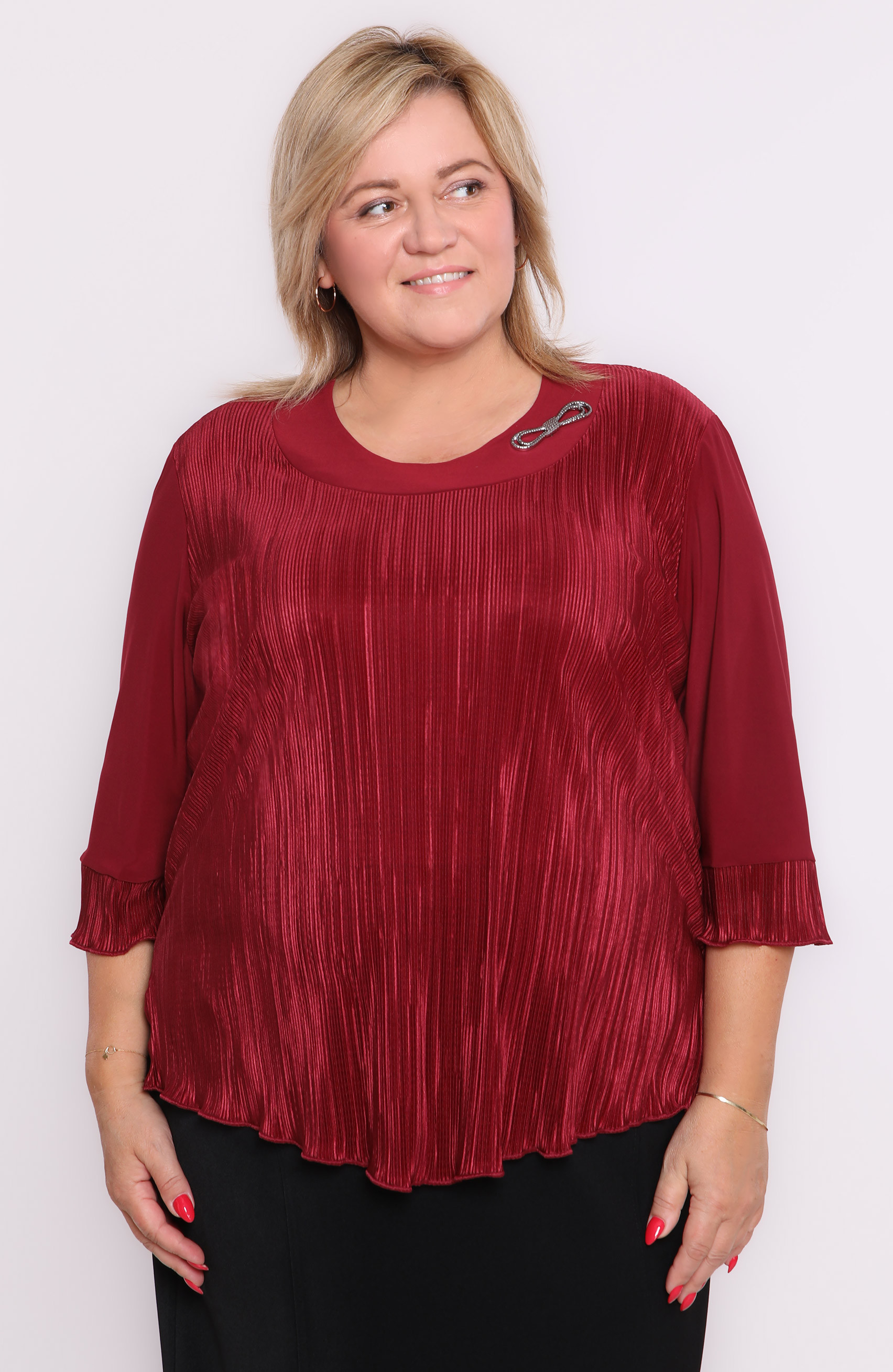 blusa da cerimonia bordeaux con pieghe