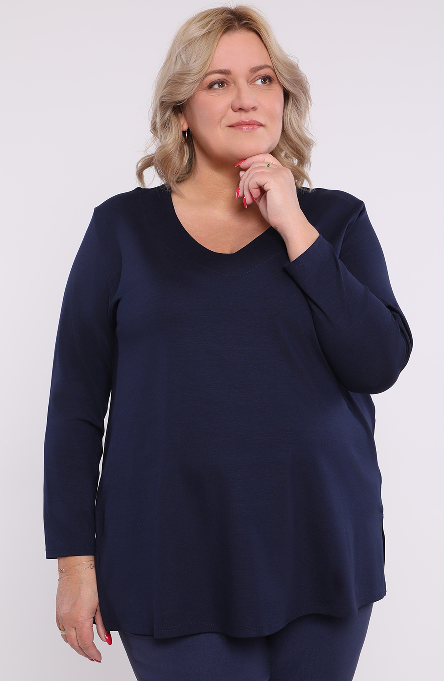 Blusa in viscosa blu navy