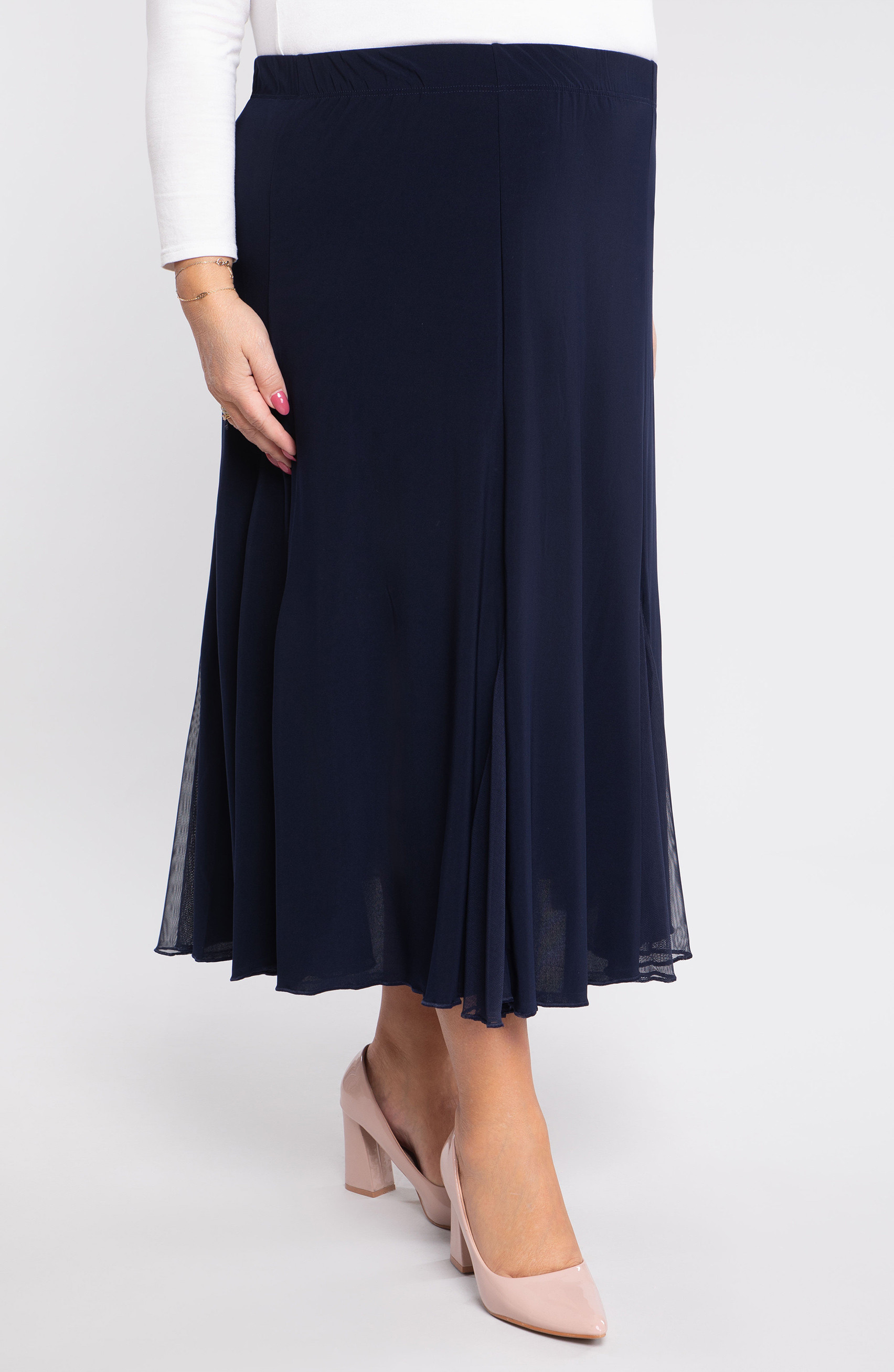 Gonna in chiffon blu navy