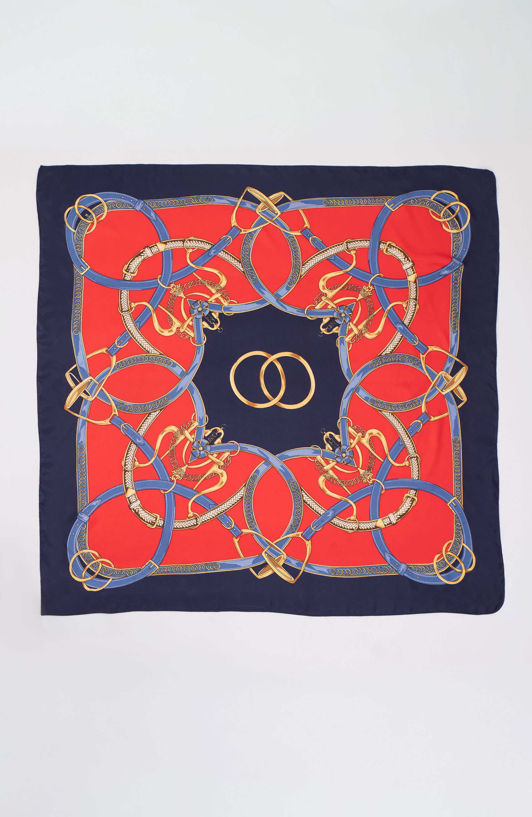 foulard fantasia blu navy e rossa