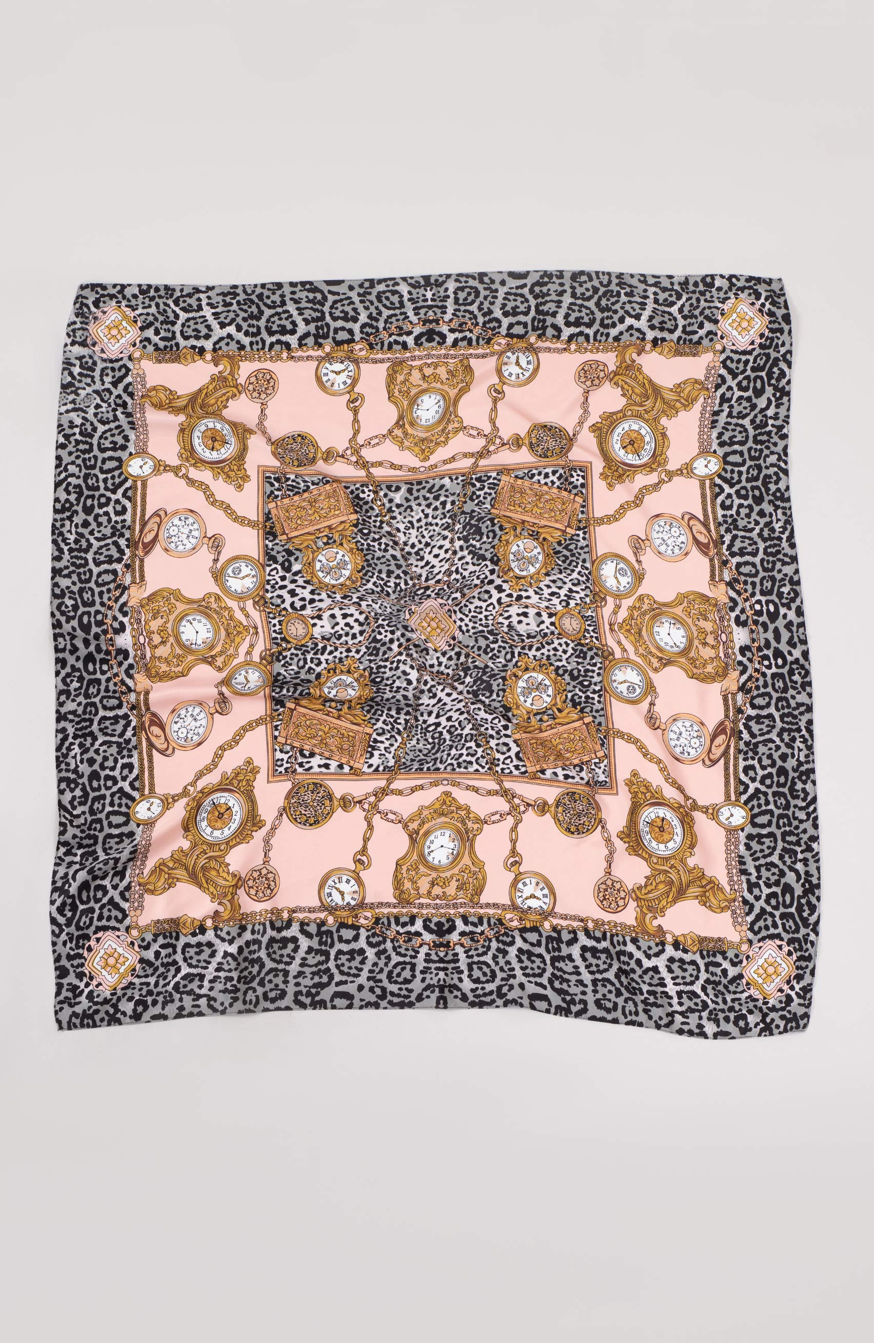 foulard fantasia rosa e grigia