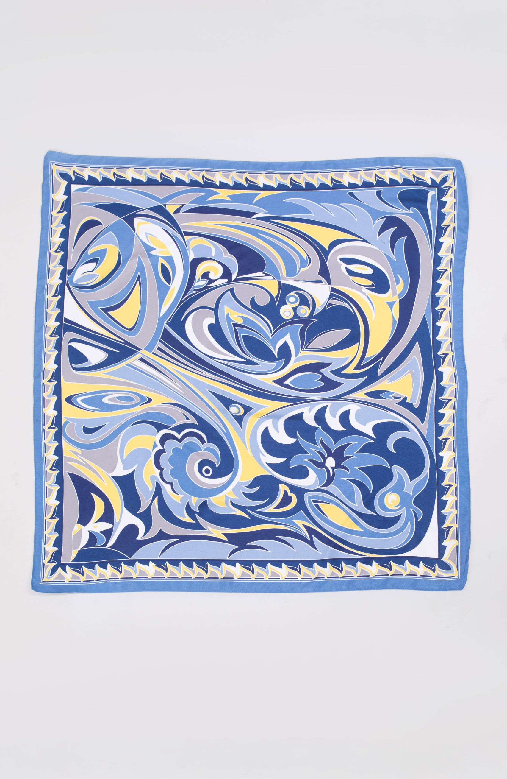 Foulard con fantasia blu e gialla