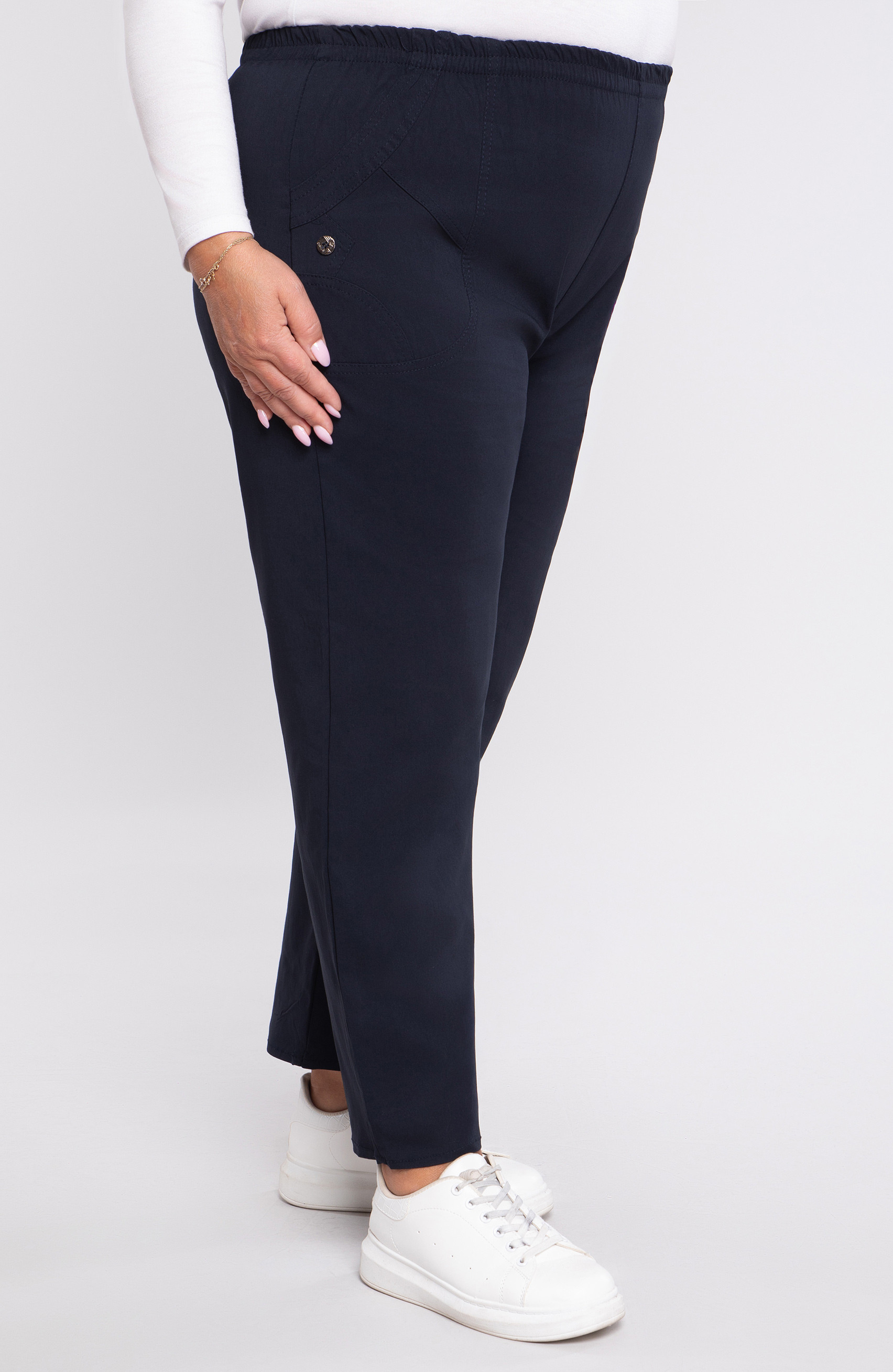 Pantaloni elasticizzati in cotone blu navy
