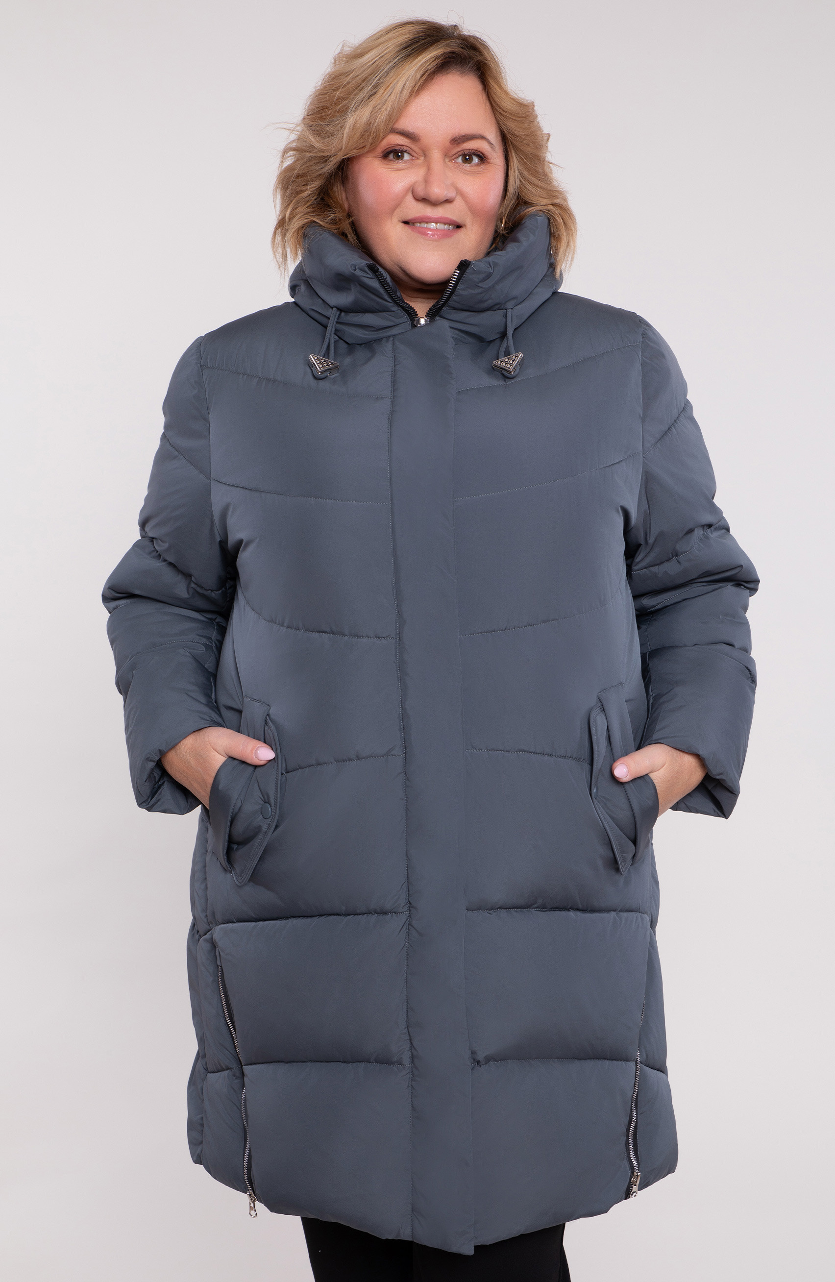Giacca blu-grigia con cerniera decorativa