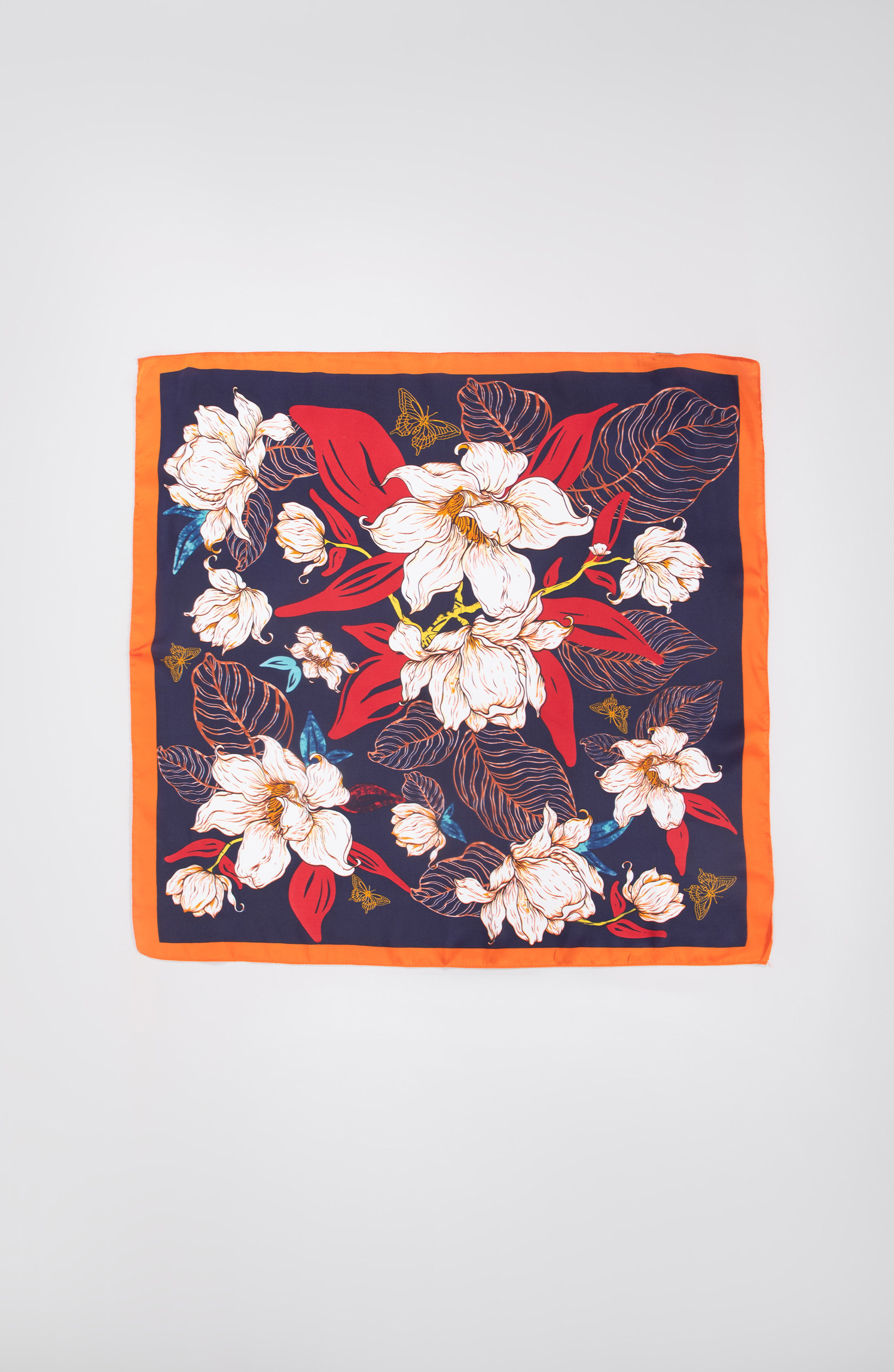 foulard arancione e blu navy