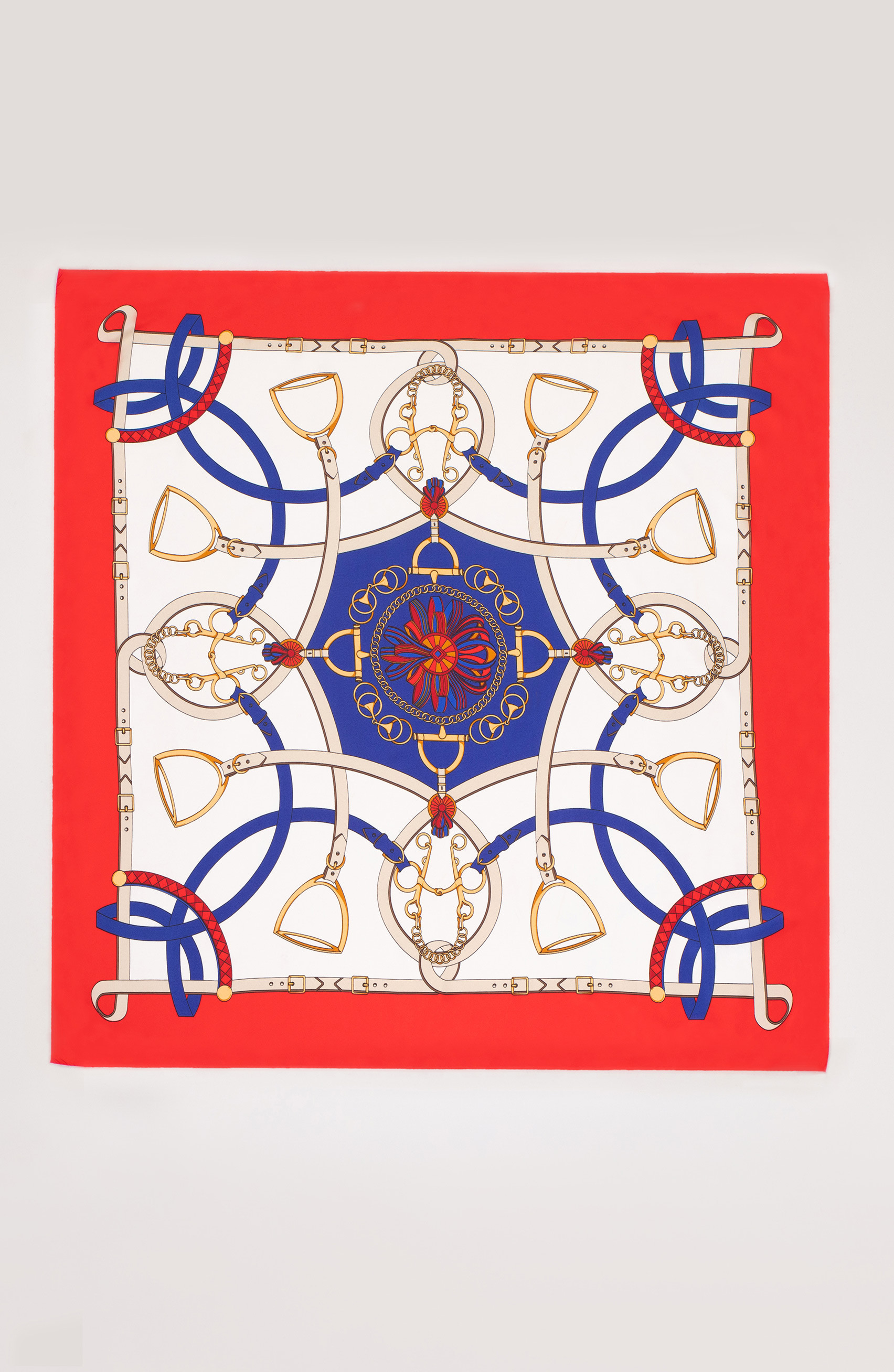 foulard con fantasia blu e rossa