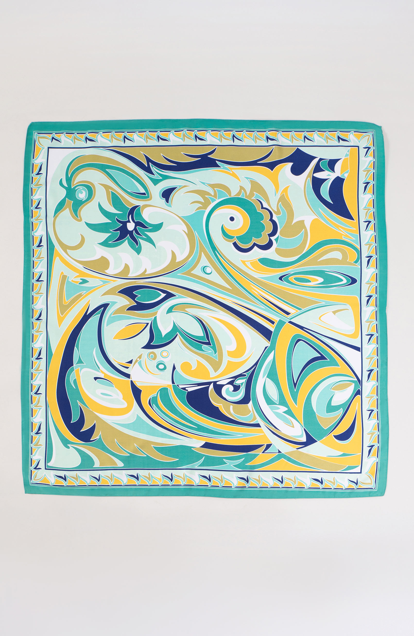 Foulard con fantasia verde e gialla