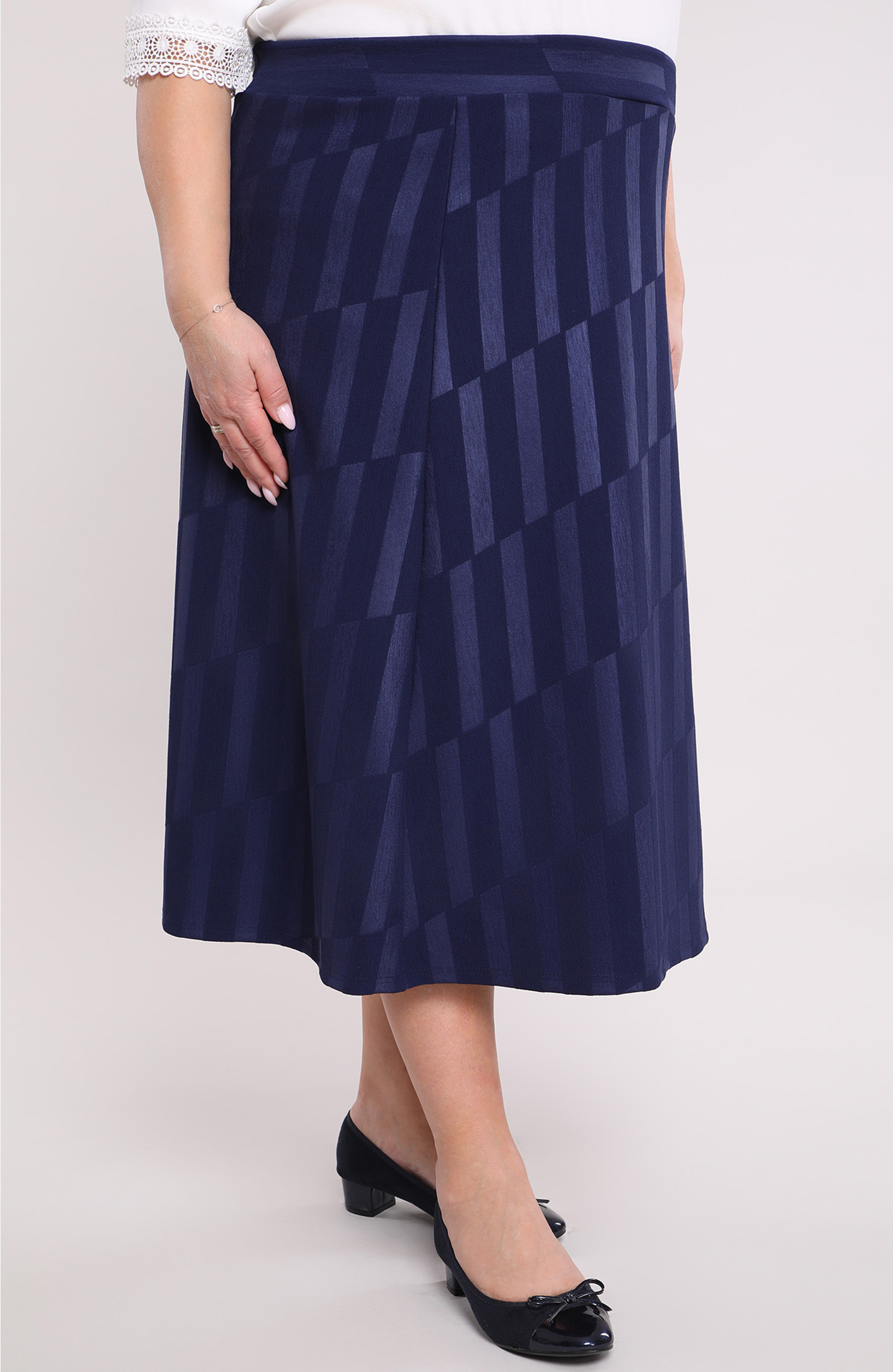 Gonna blu navy con righe verticali