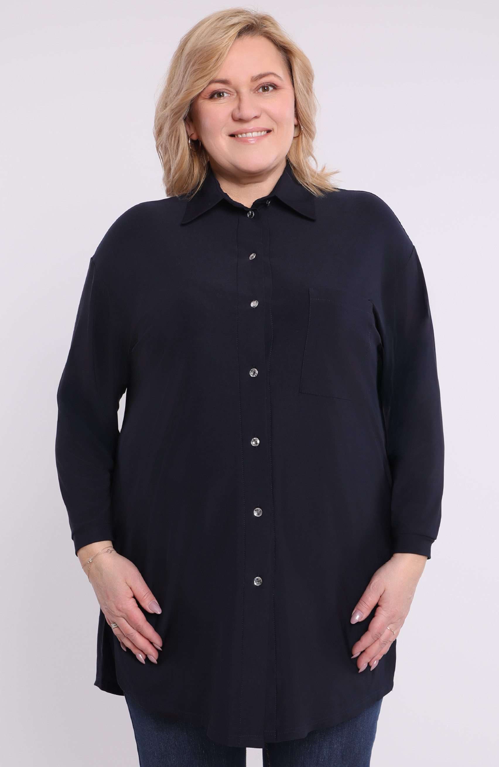 camicia lunga blu navy