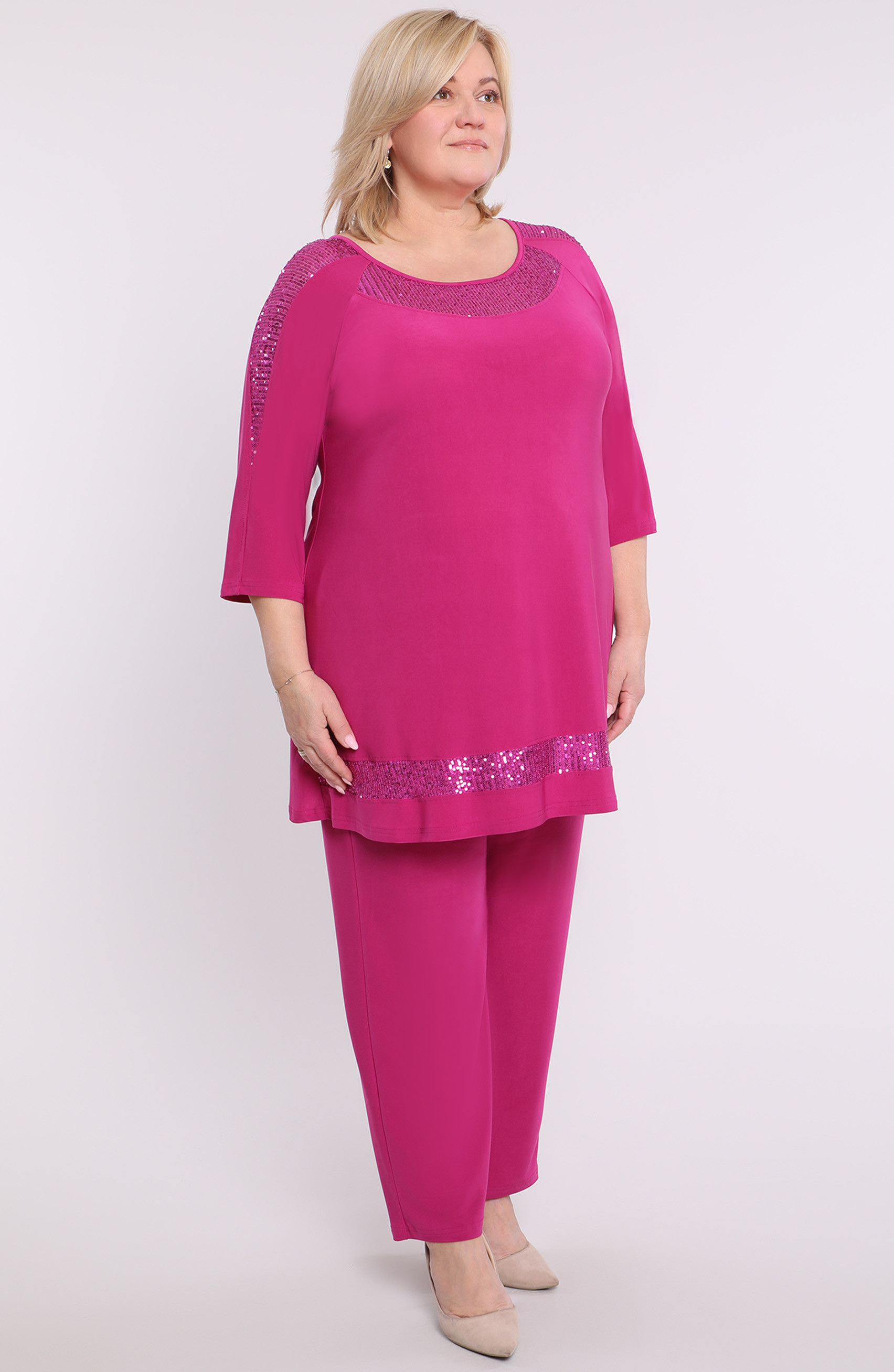 coordinato fucsia con paillettes