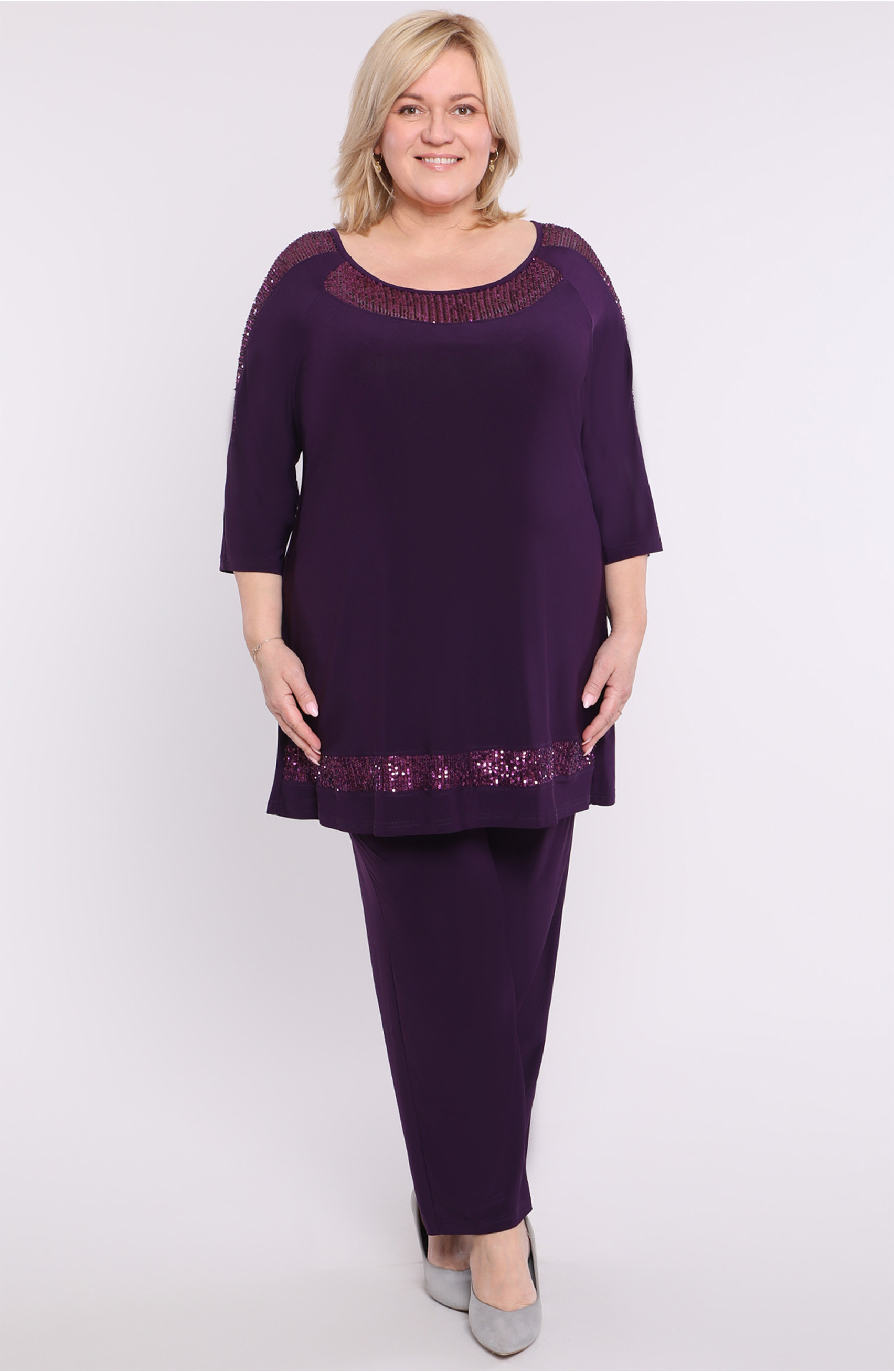 coordinato viola con paillettes