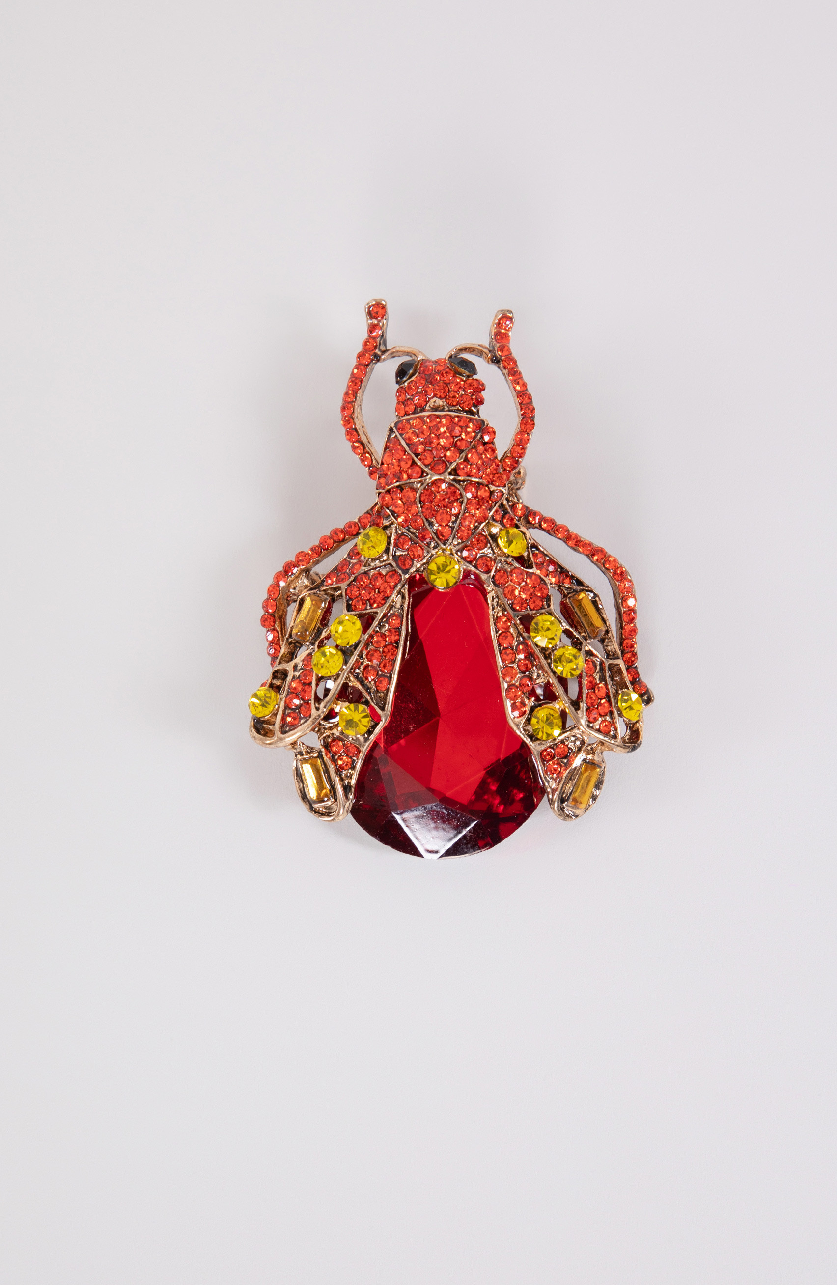 Spilla scarabeo rosso e giallo