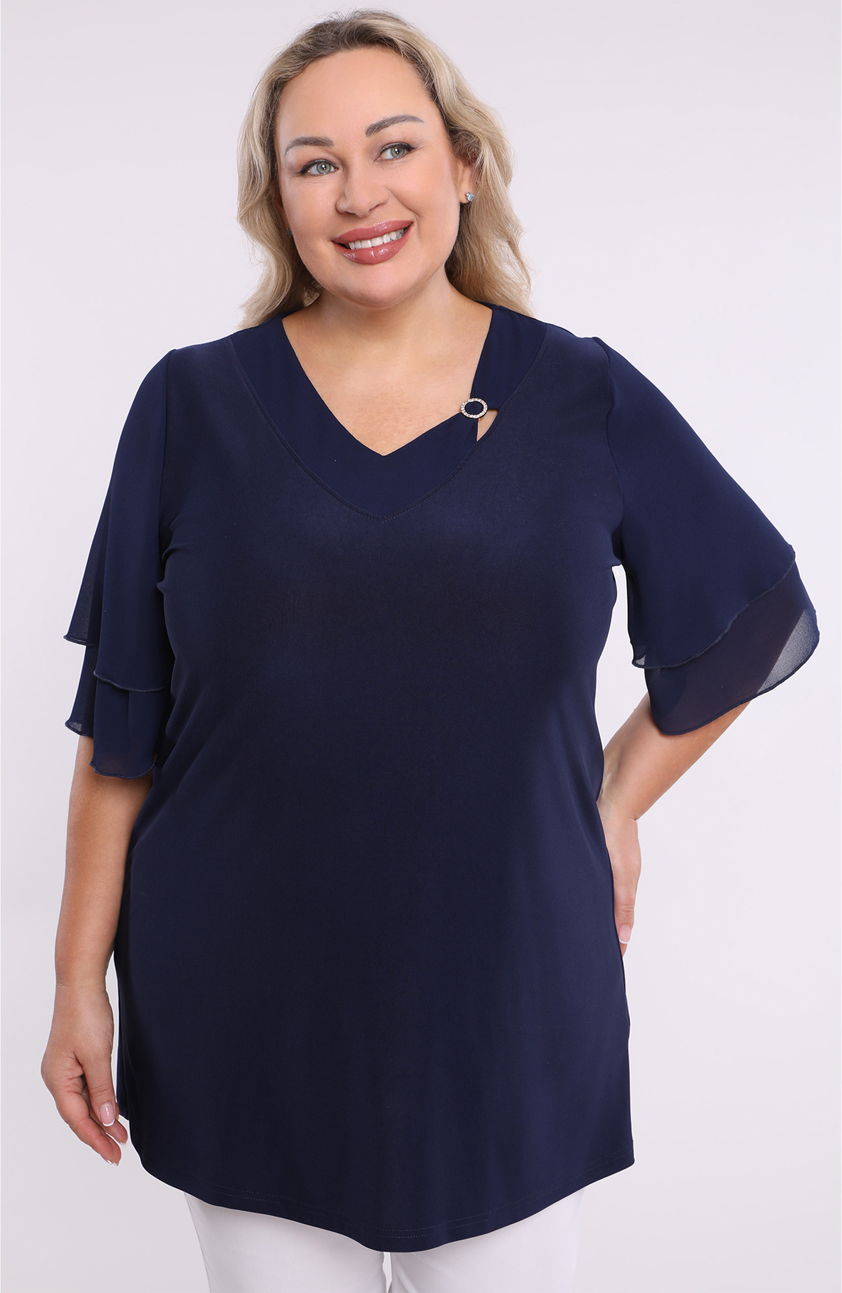 Tunica in chiffon blu navy