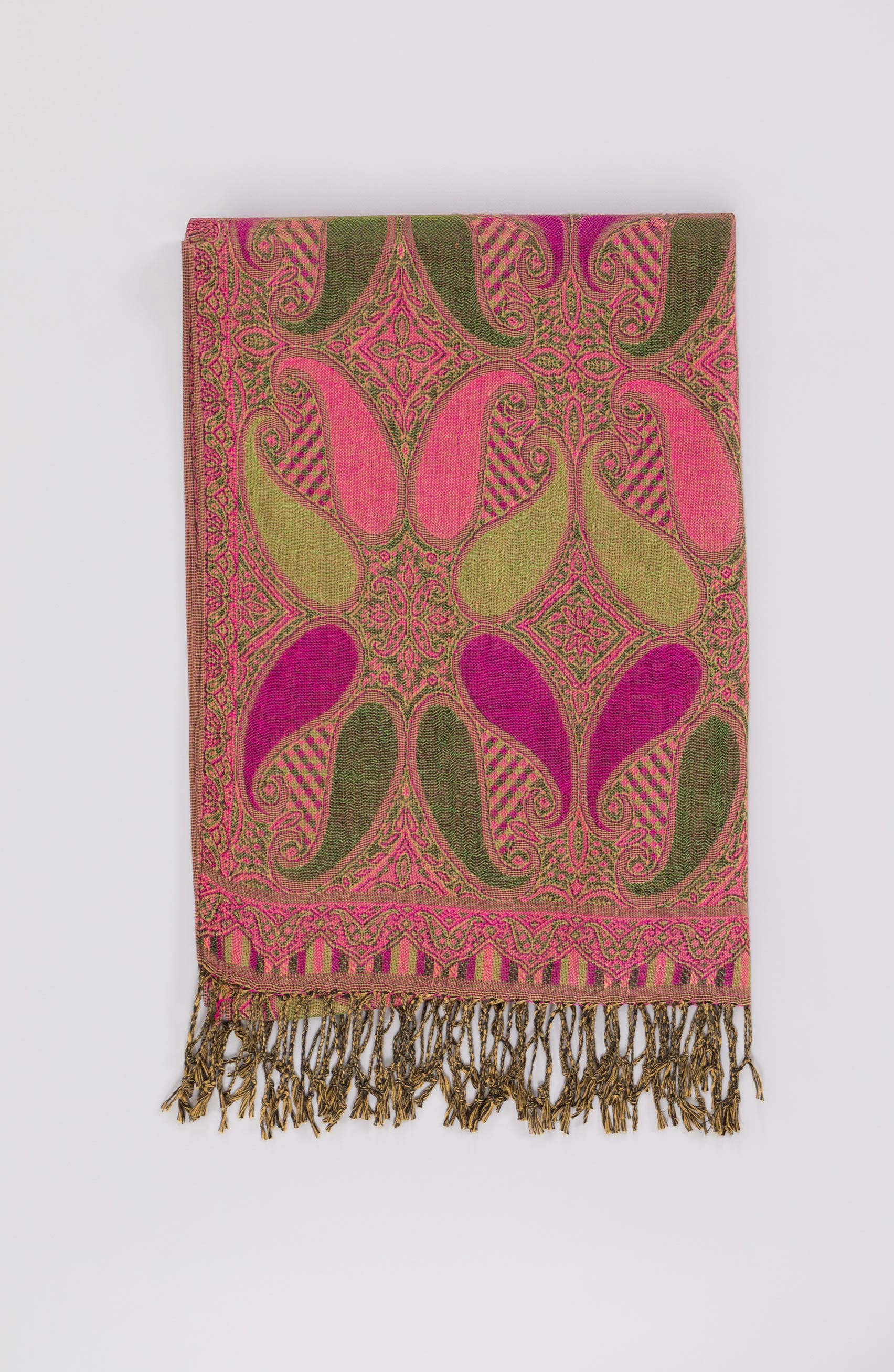 Sciarpa con foglie rosa e verde chiaro