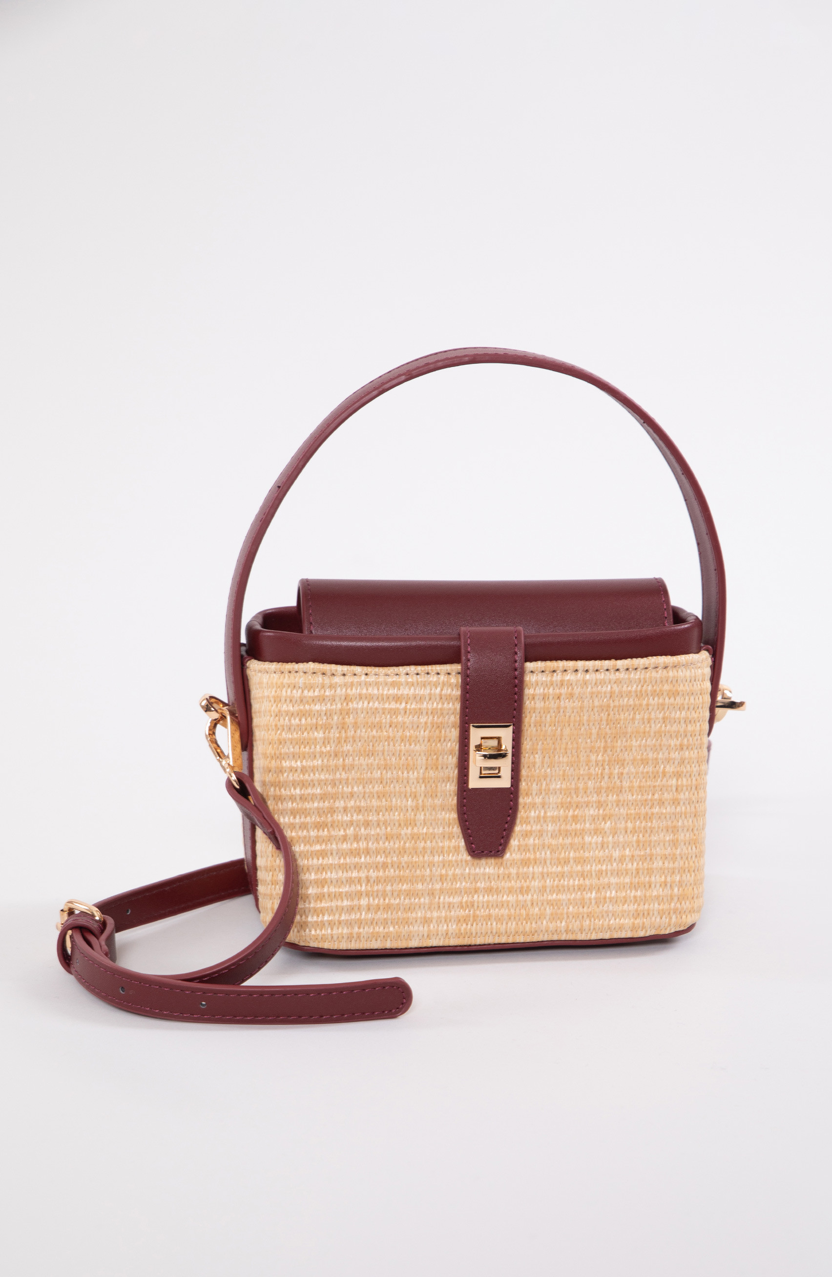 borsa bordeaux con treccia beige