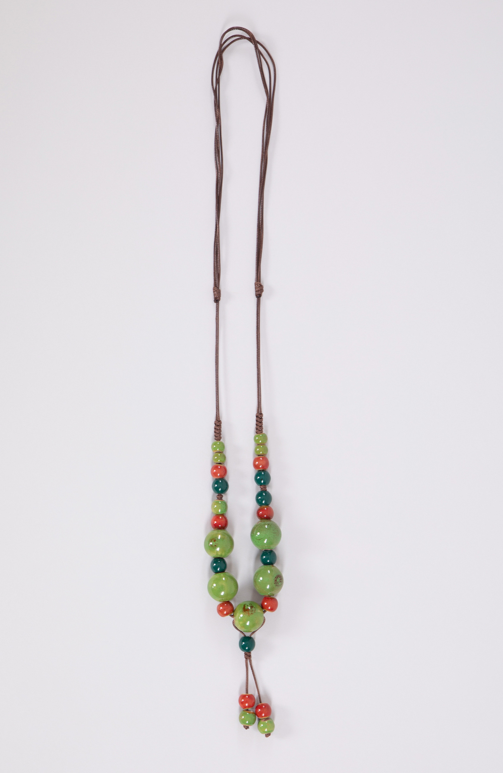 Collana in ceramica verde e rossa
