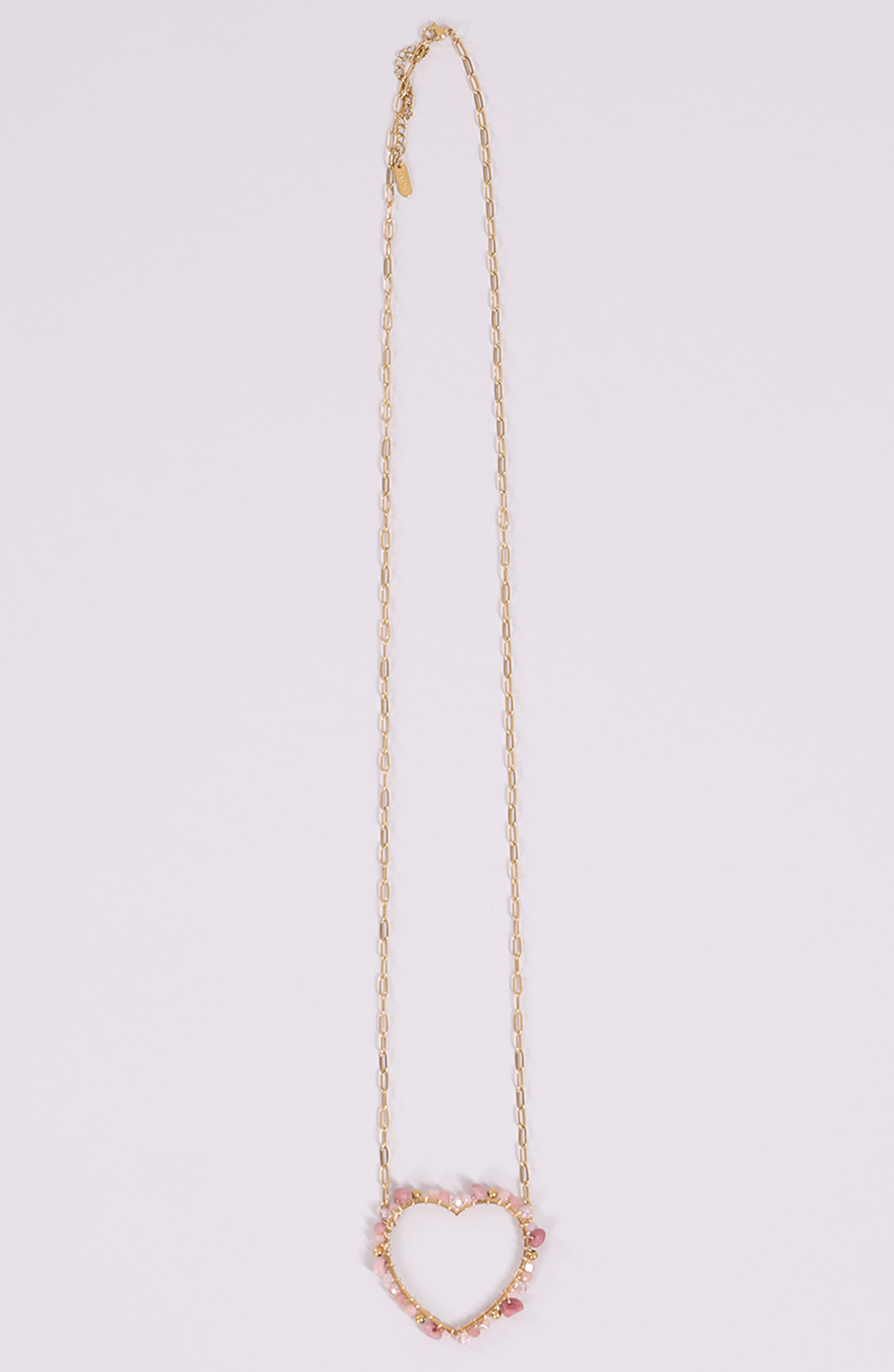 Collana a forma di cuore con perline rosa
