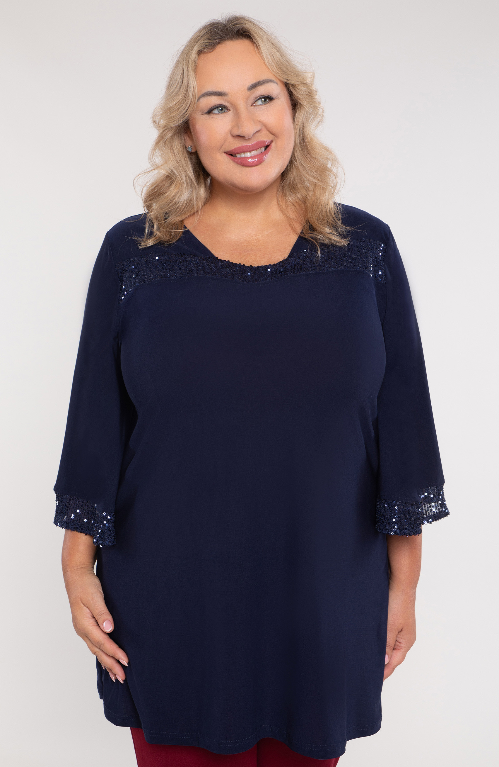 Tunica blu navy con paillettes