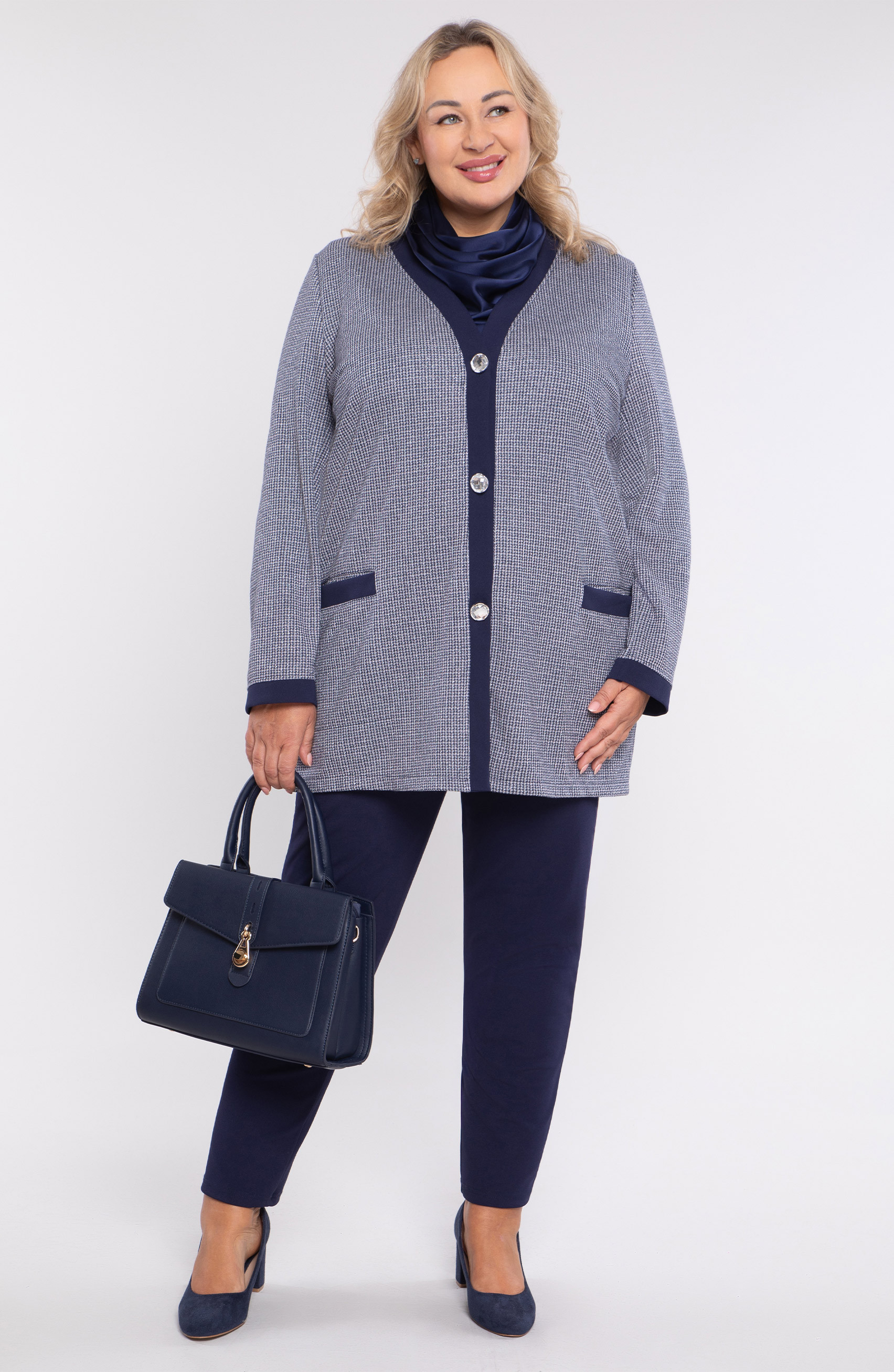 Maglione blu navy con filo argentato