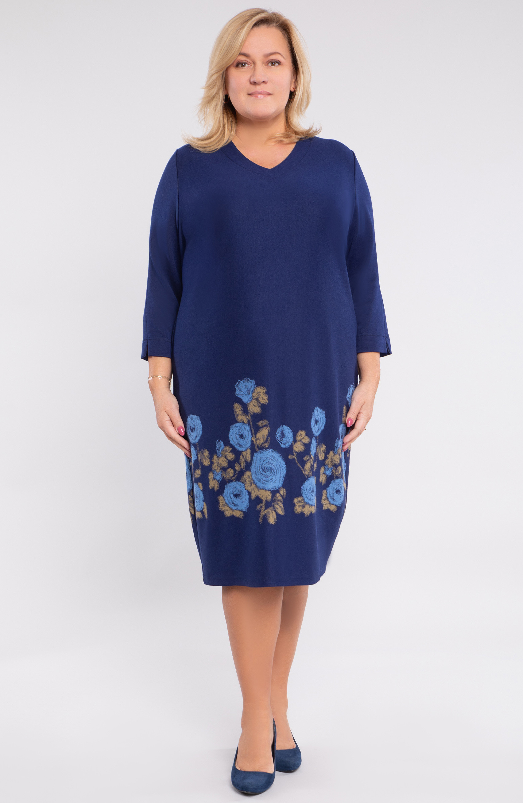 abito floreale blu navy