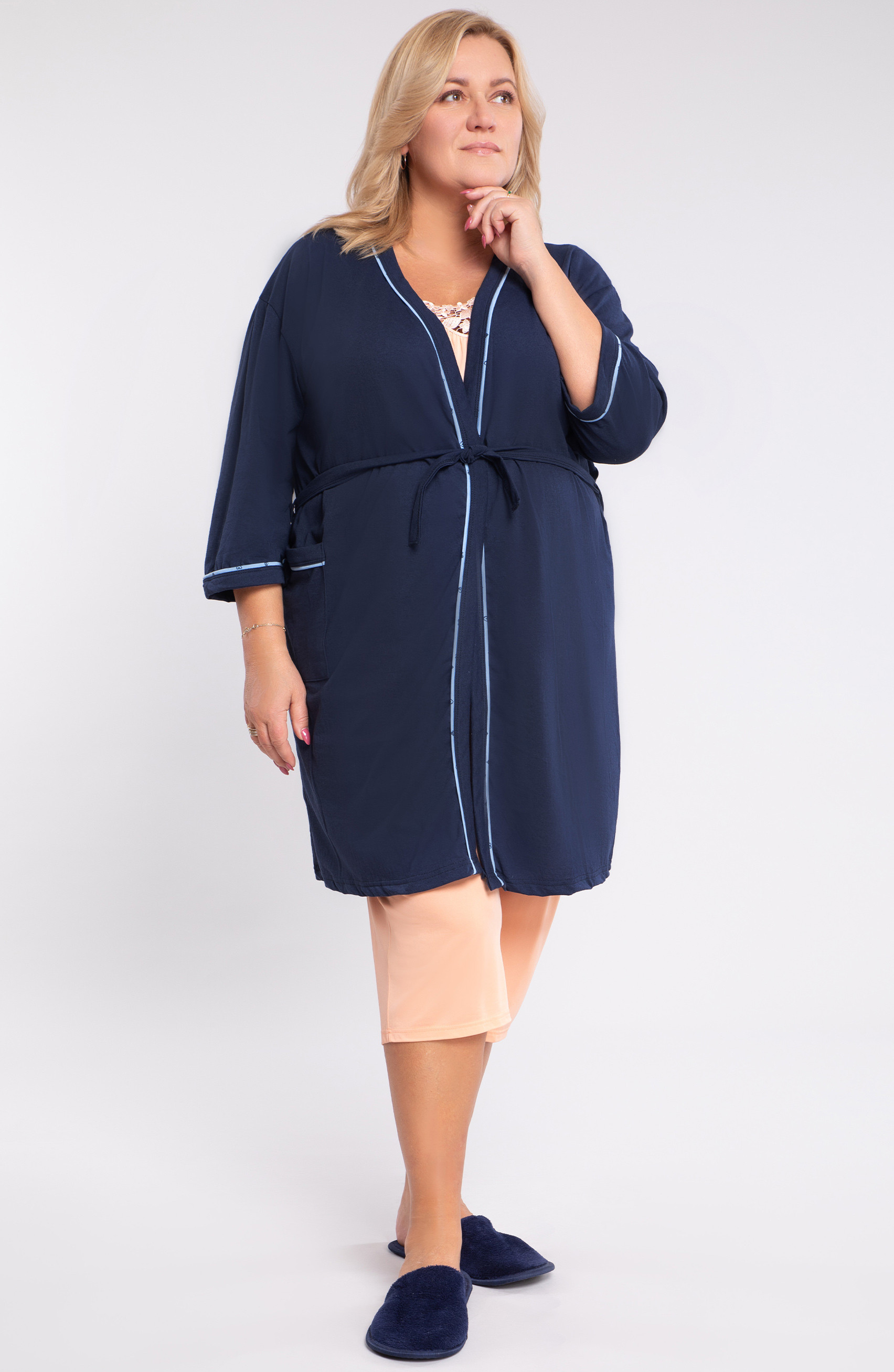 accappatoio in cotone blu navy