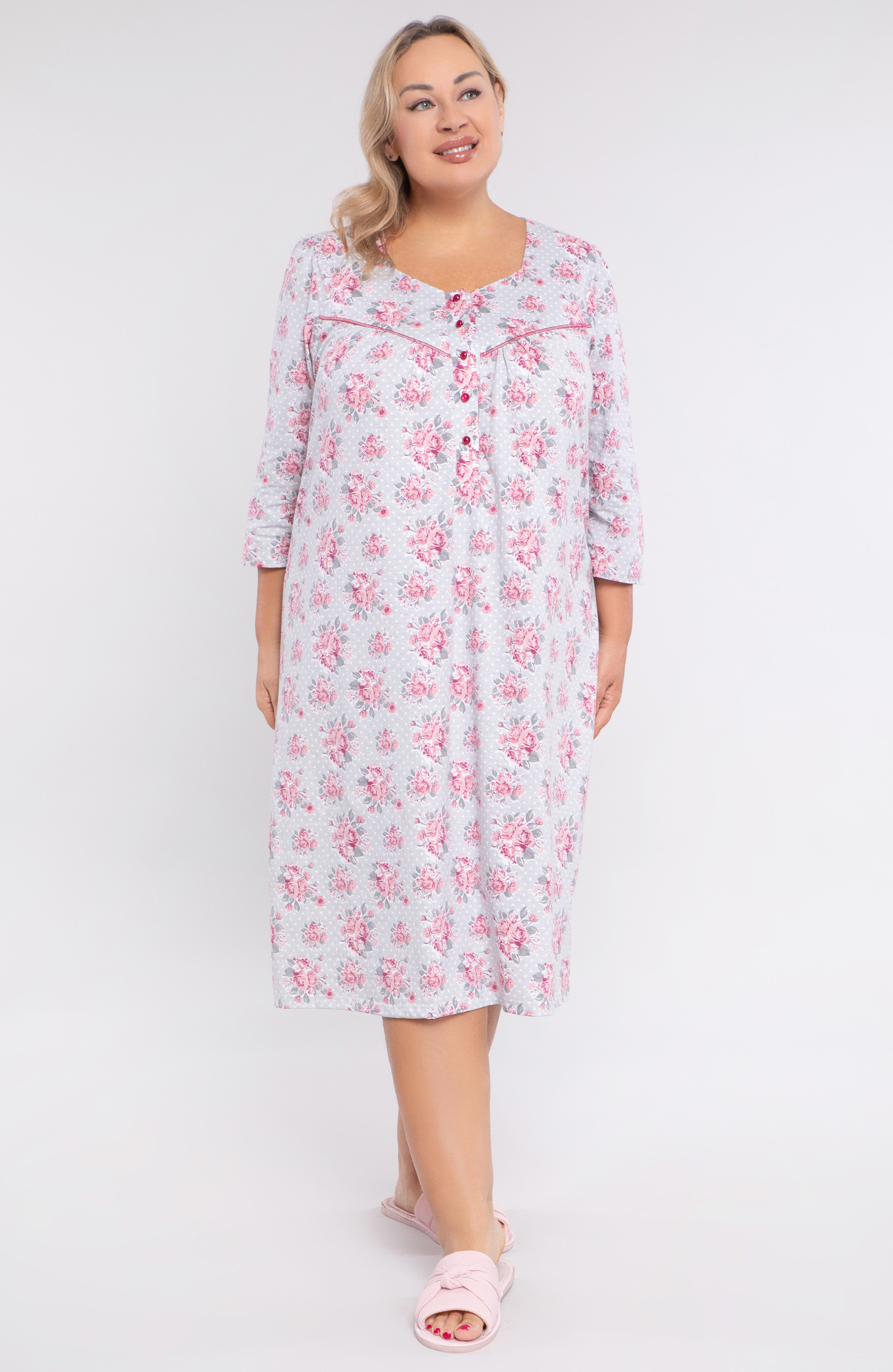 camicia da notte in cotone con rose Mewa